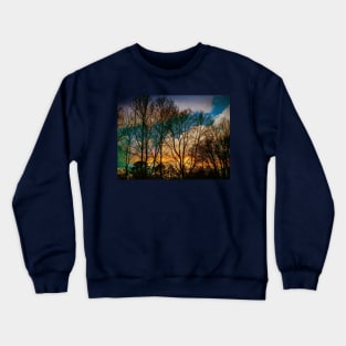 Textured Tree and Sky Scene Crewneck Sweatshirt